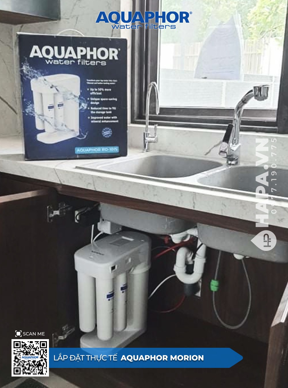 Hình ảnh lắp đặt thực tế của Máy Lọc Nước AQUAPHOR MORION ở Chung cư Thống Nhất, Long An