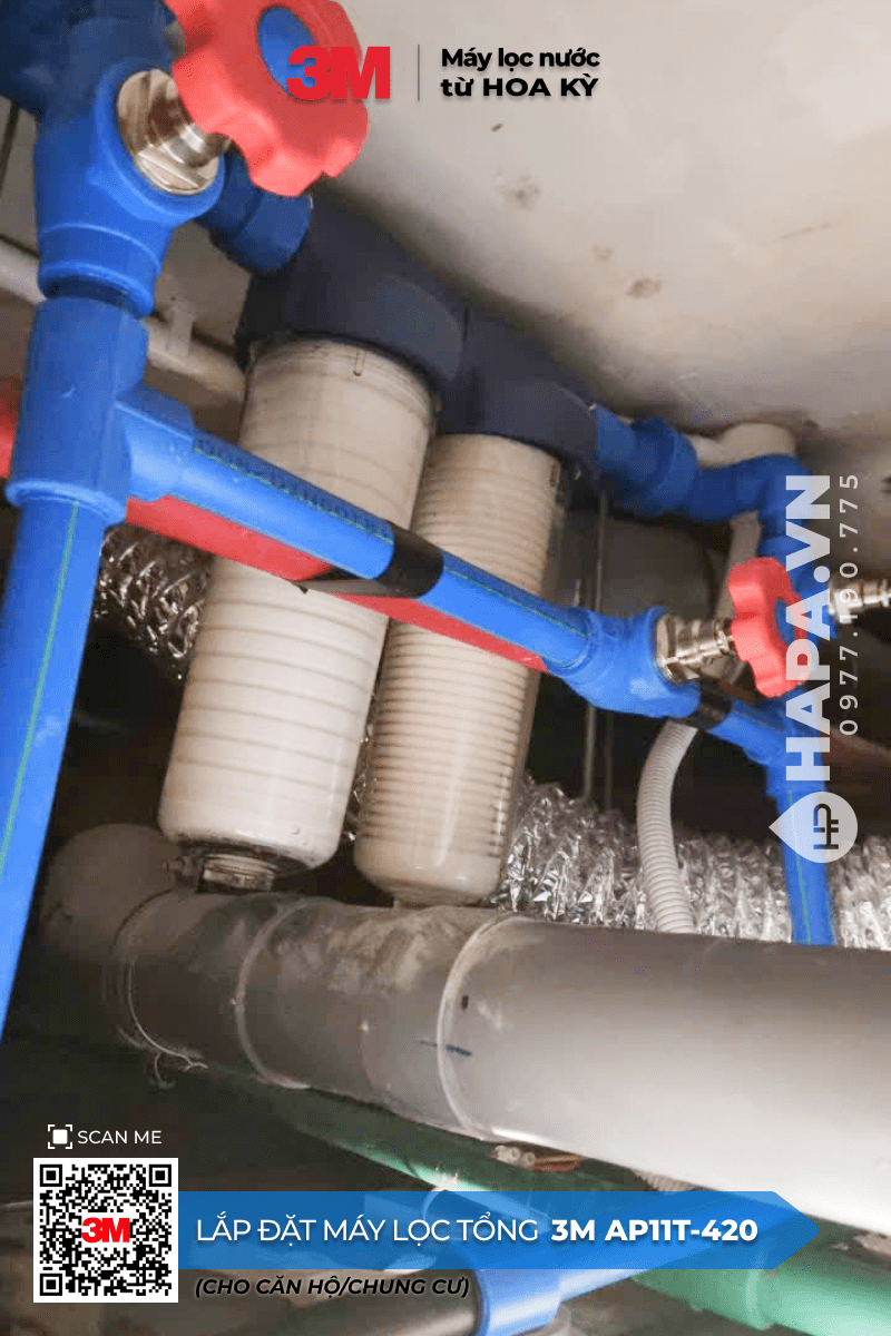 Hình ảnh lắp đặt thực tế Máy Lọc Nước Đầu Nguồn 3M AP11T-420 tại The Gold View, Quận 4