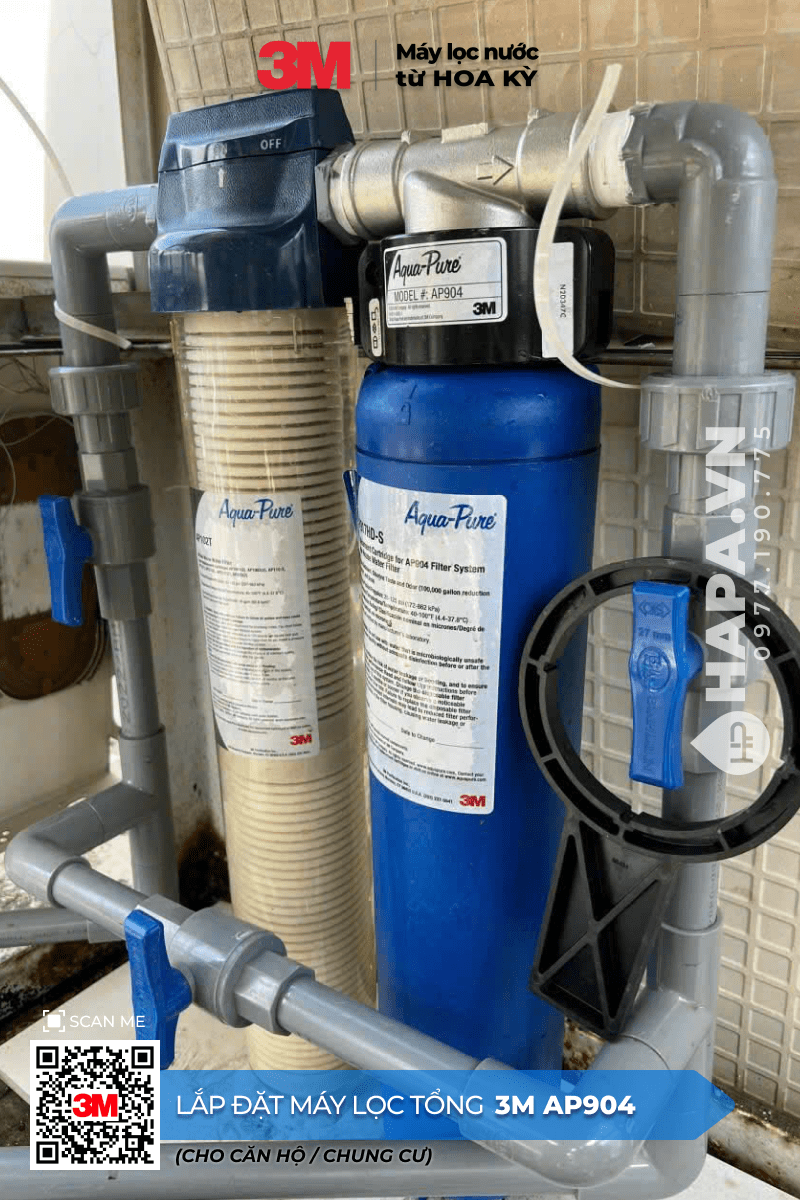 Hình ảnh lắp đặt thực tế Máy Lọc Nước Đầu Nguồn 3M AP904 tại Palm Heights, Quận 2