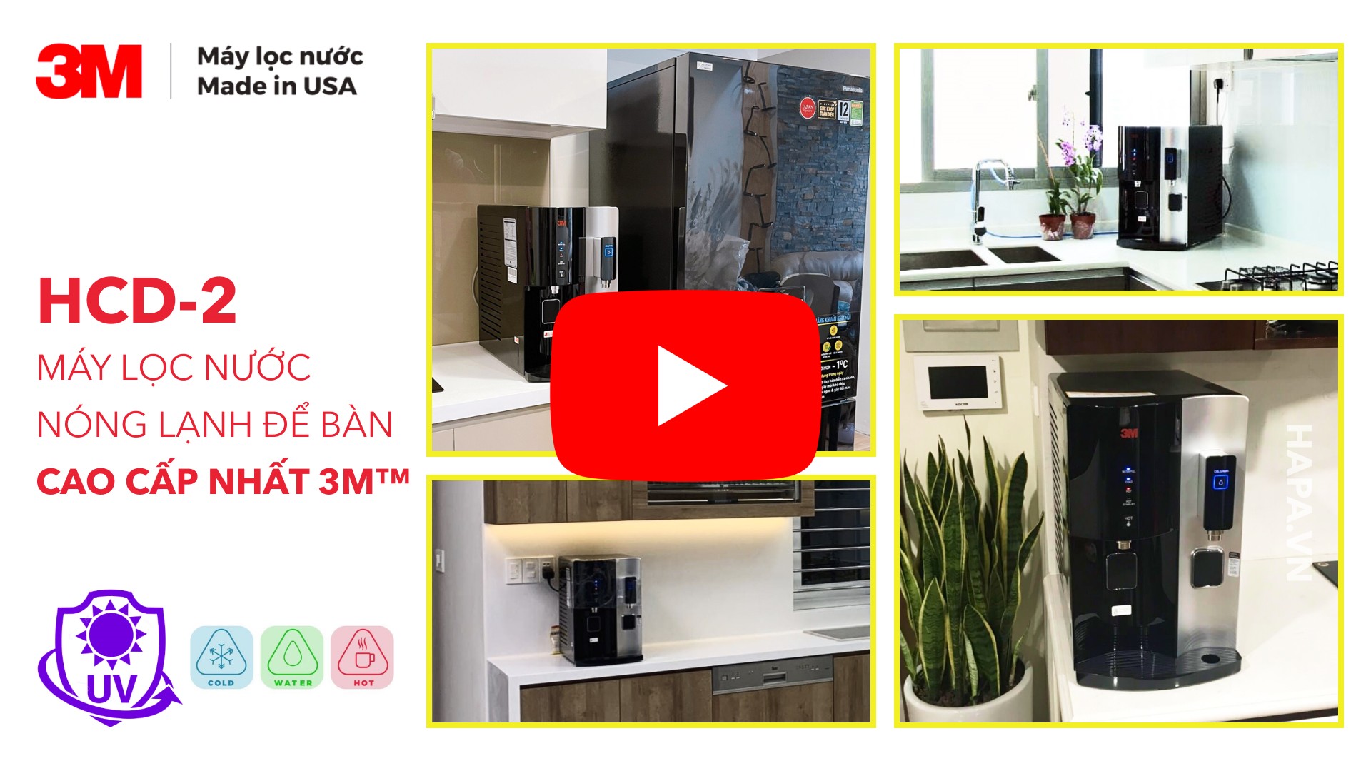 Máy Lọc Nước 3M HCD-2 Tích Hợp Công Nghệ Kép AP2-C405-SG Với Đèn UV