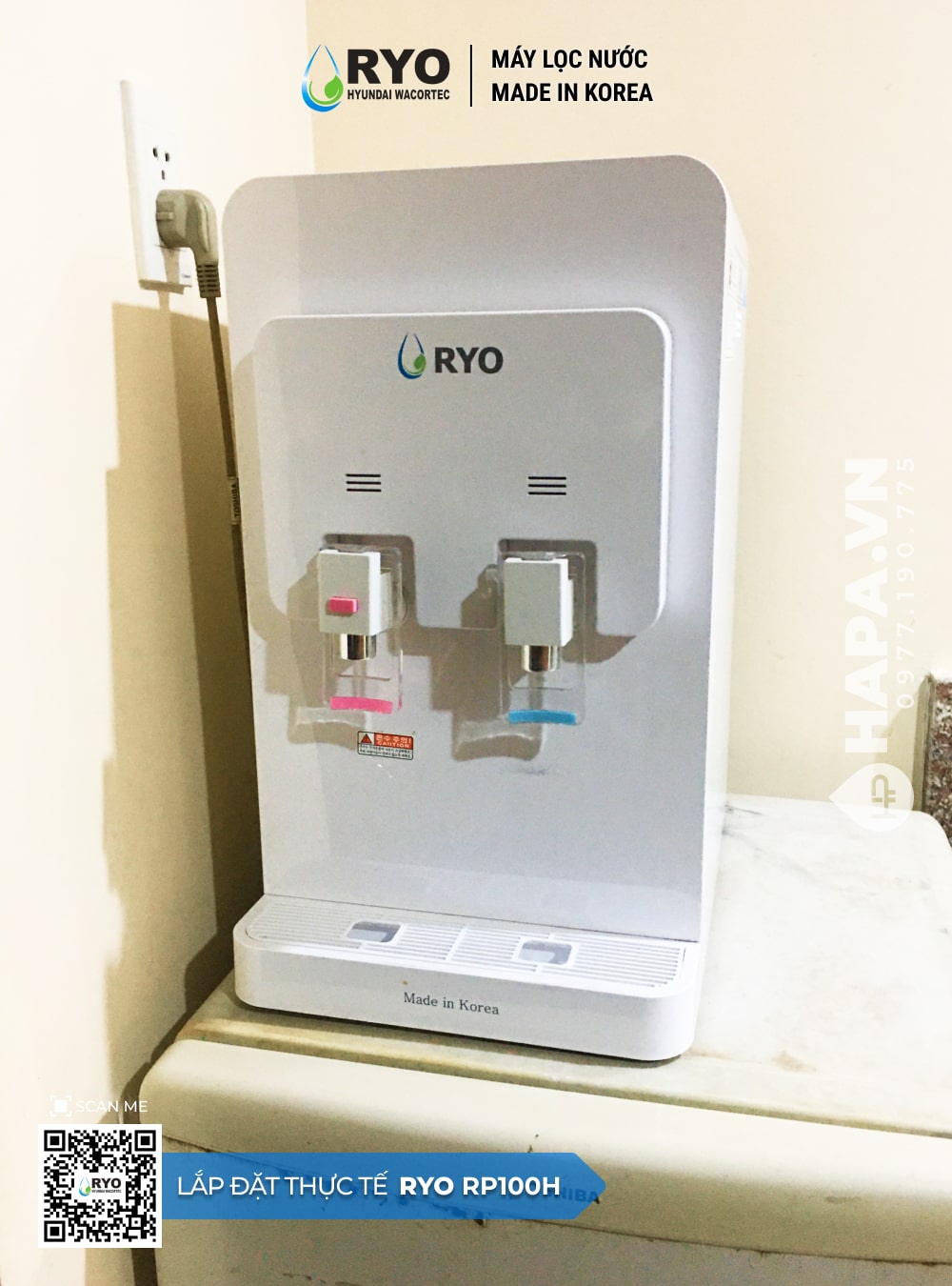 Máy Lọc Nước Nóng Lạnh Để Bàn RYO Hyundai RP100H lắp đặt tại TP.HCM