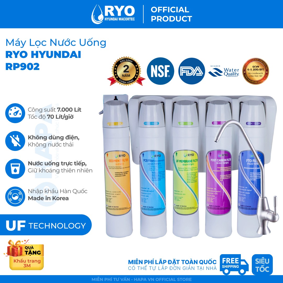 Máy Lọc Nước RYO Hyundai RP902 Công Nghệ UF - Nhập Khẩu Hàn Quốc