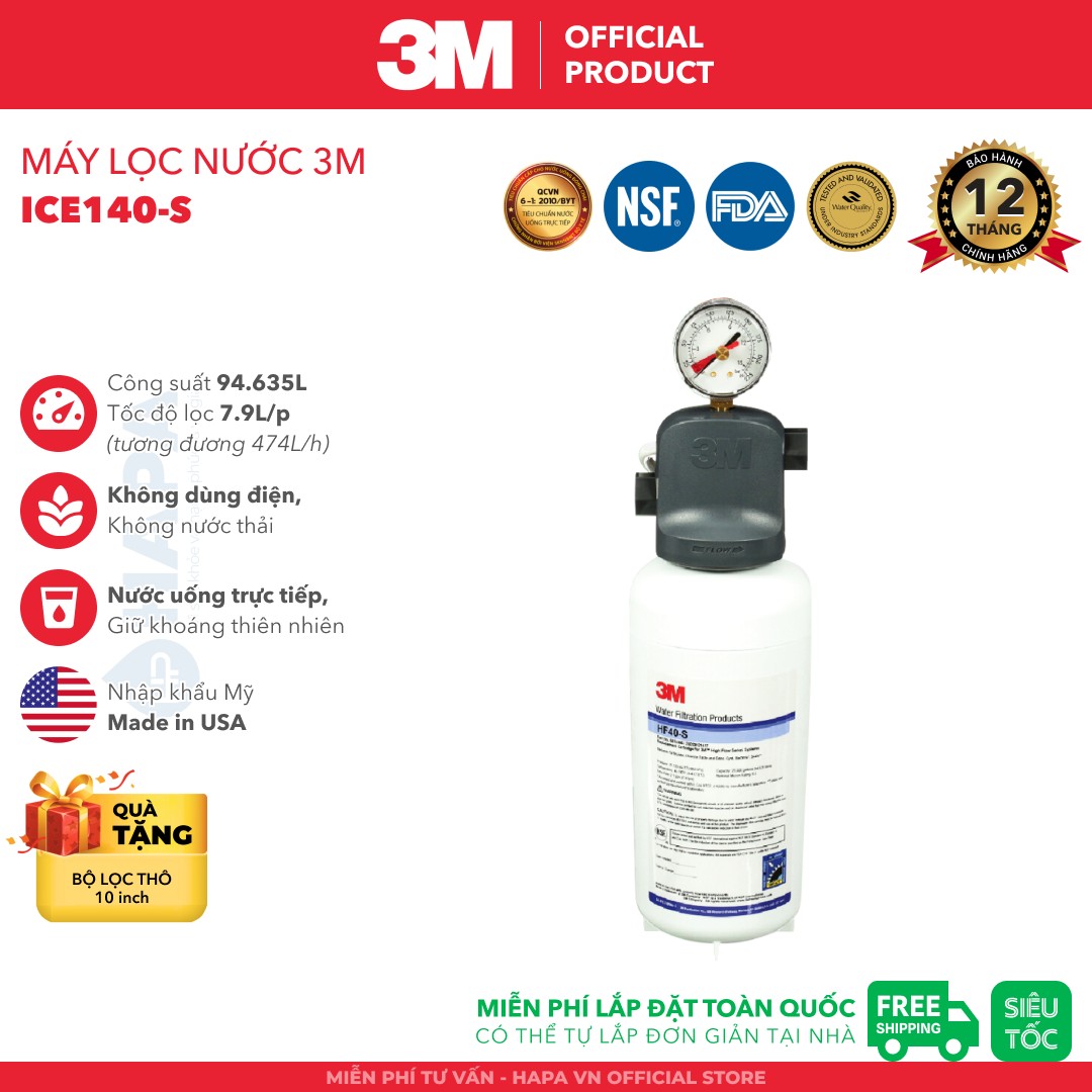 Máy Lọc Nước 3M ICE140-S Nước Uống Trực Tiếp Từ Vòi - Nhập Khẩu Mỹ