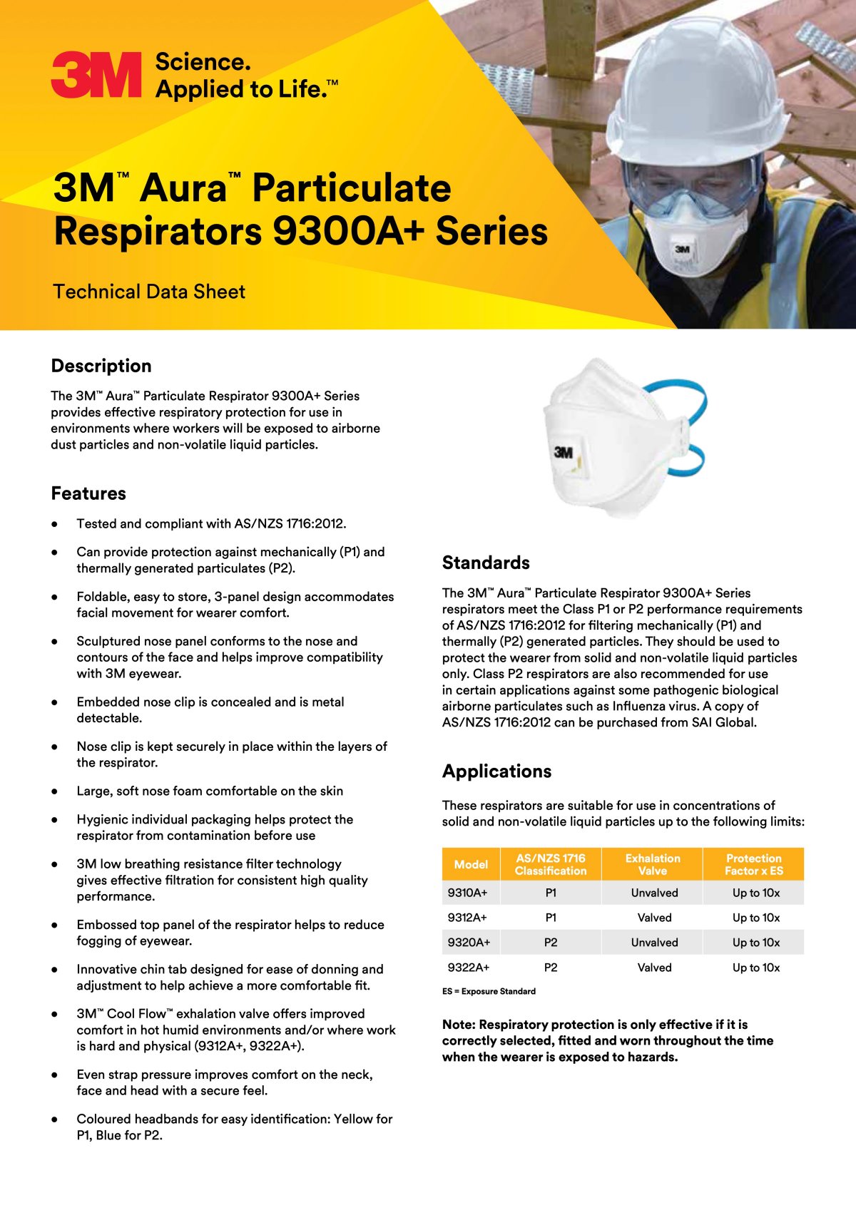 3M™ Particulate Respirator 9320A+ FFP2 - Technical Data Sheet