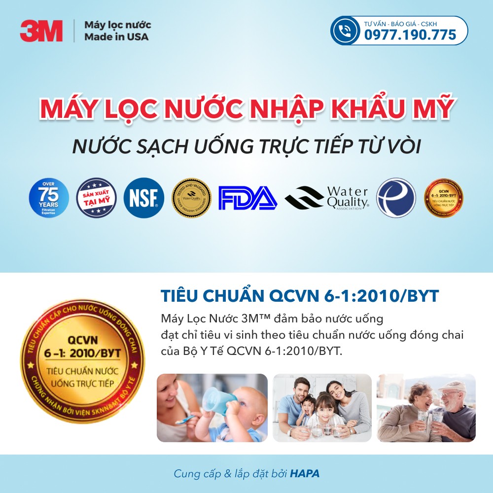 Tiêu chuẩn nước đầu vào, đầu ra của máy lọc nước nóng/ lạnh để bàn 3M HCD-2