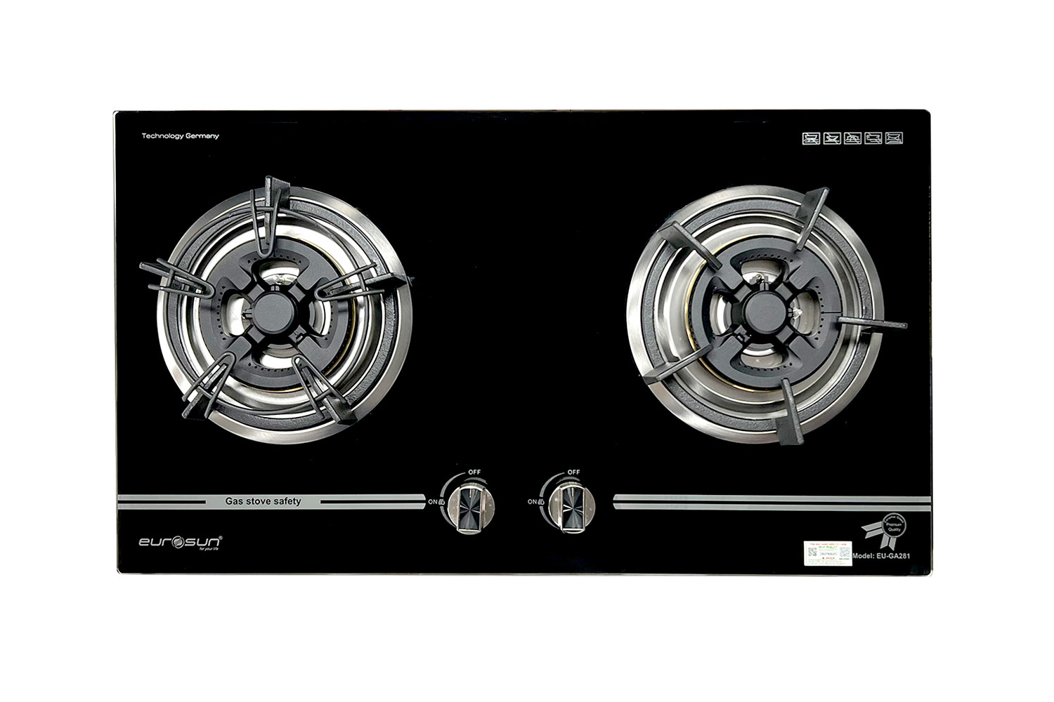 Bếp Gas EUROSUN EU-GA281 Cao Cấp 2 Vùng Nấu, 100% Đồng ITALY