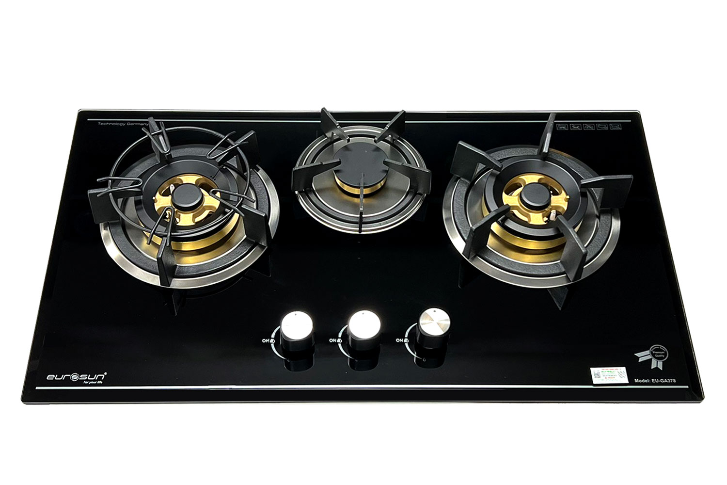 Bếp Gas EUROSUN EU-GA378 Cao Cấp 3 Vùng Nấu, 100% Đồng ITALY