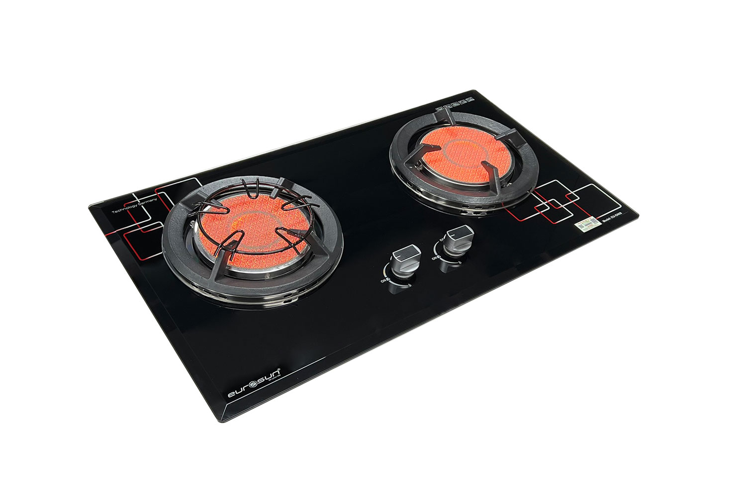 Bếp Gas Hồng Ngoại EUROSUN EU-GN08 Cao Cấp 2 Vùng Nấu, 100% Đồng ITALY