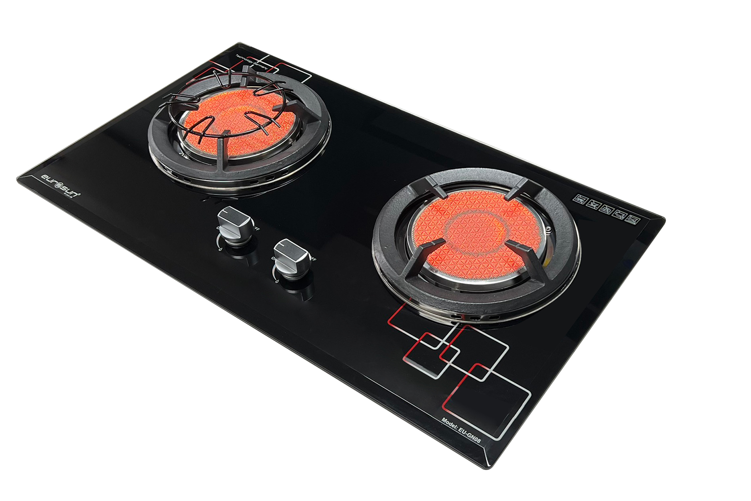 Bếp Gas Hồng Ngoại EUROSUN EU-GN08 Cao Cấp 2 Vùng Nấu, 100% Đồng ITALY