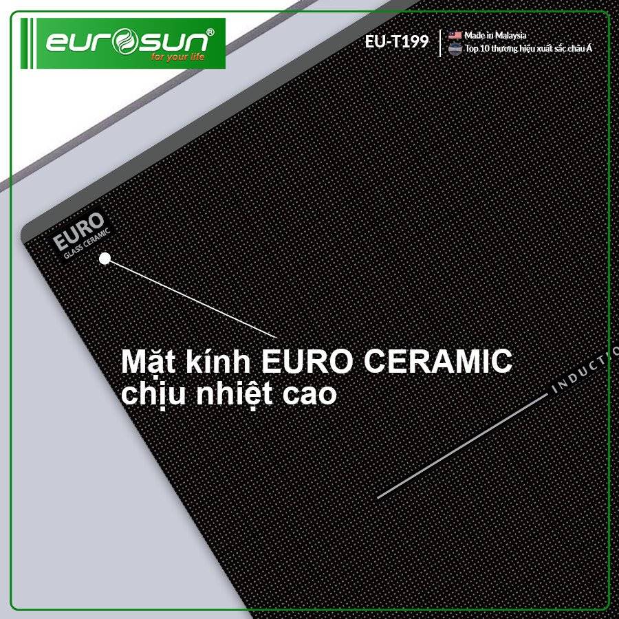 Bếp Từ Đơn Eurosun EU-T199 sử dụng mặt kính EURO Ceramic