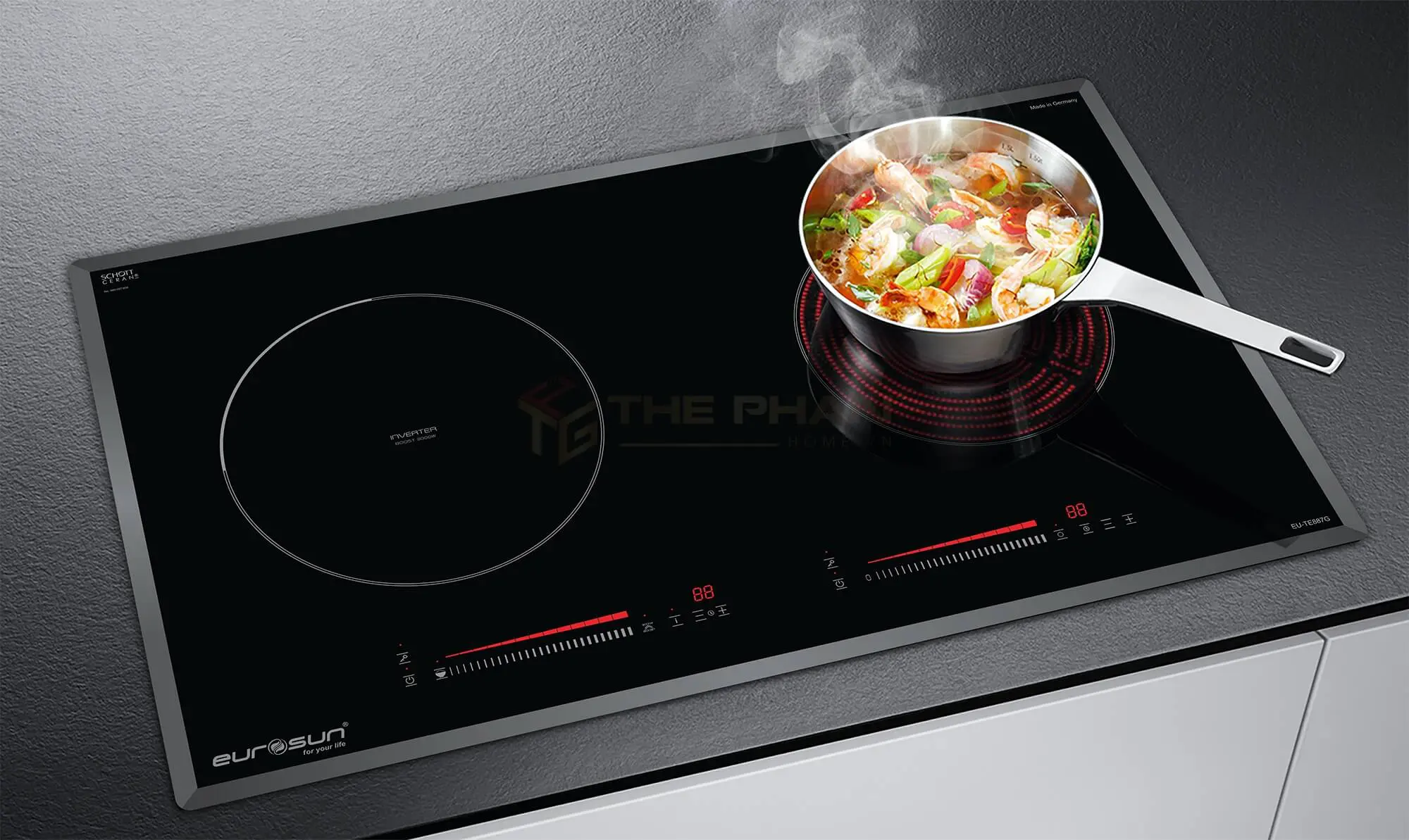 Bếp Điện Từ Eurosun EU-TE887G Cao Cấp 2 Vùng Nấu - Nhập khẩu CHLB Đức, Hàng Chính Hãng