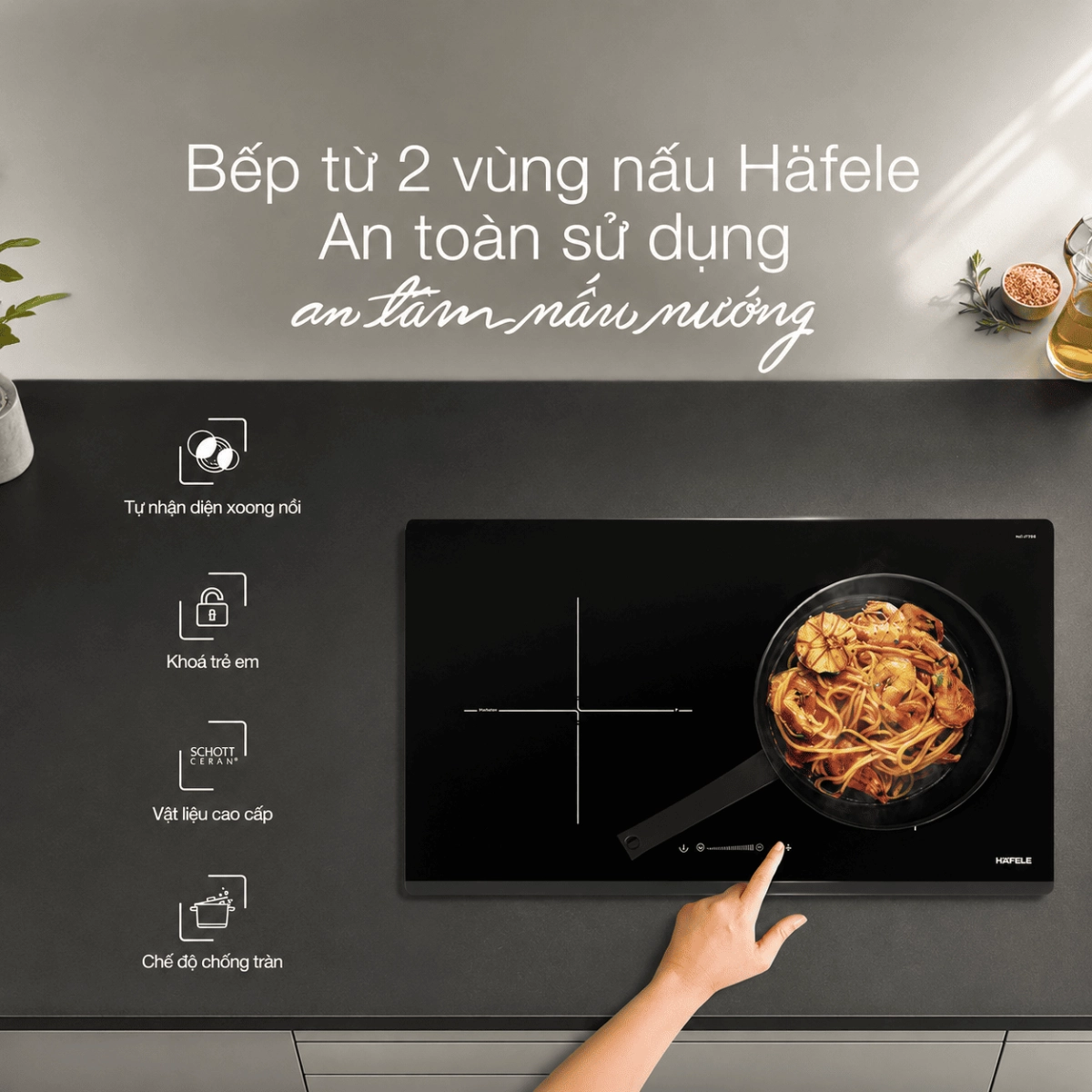Bếp Từ 2 Vùng Nấu Hafele HC-I772D Nhập Khẩu Châu Âu