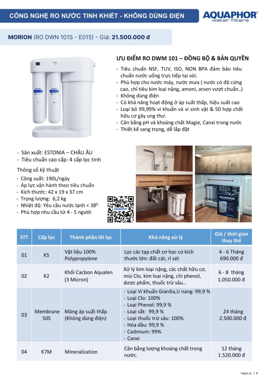 Catalog Máy Lọc Nước AQUAPHOR Châu Âu - Máy Lọc Nước AQUAPHOR MORION - Chính hãng và Giá tốt tại HAPA VN - Trang 09