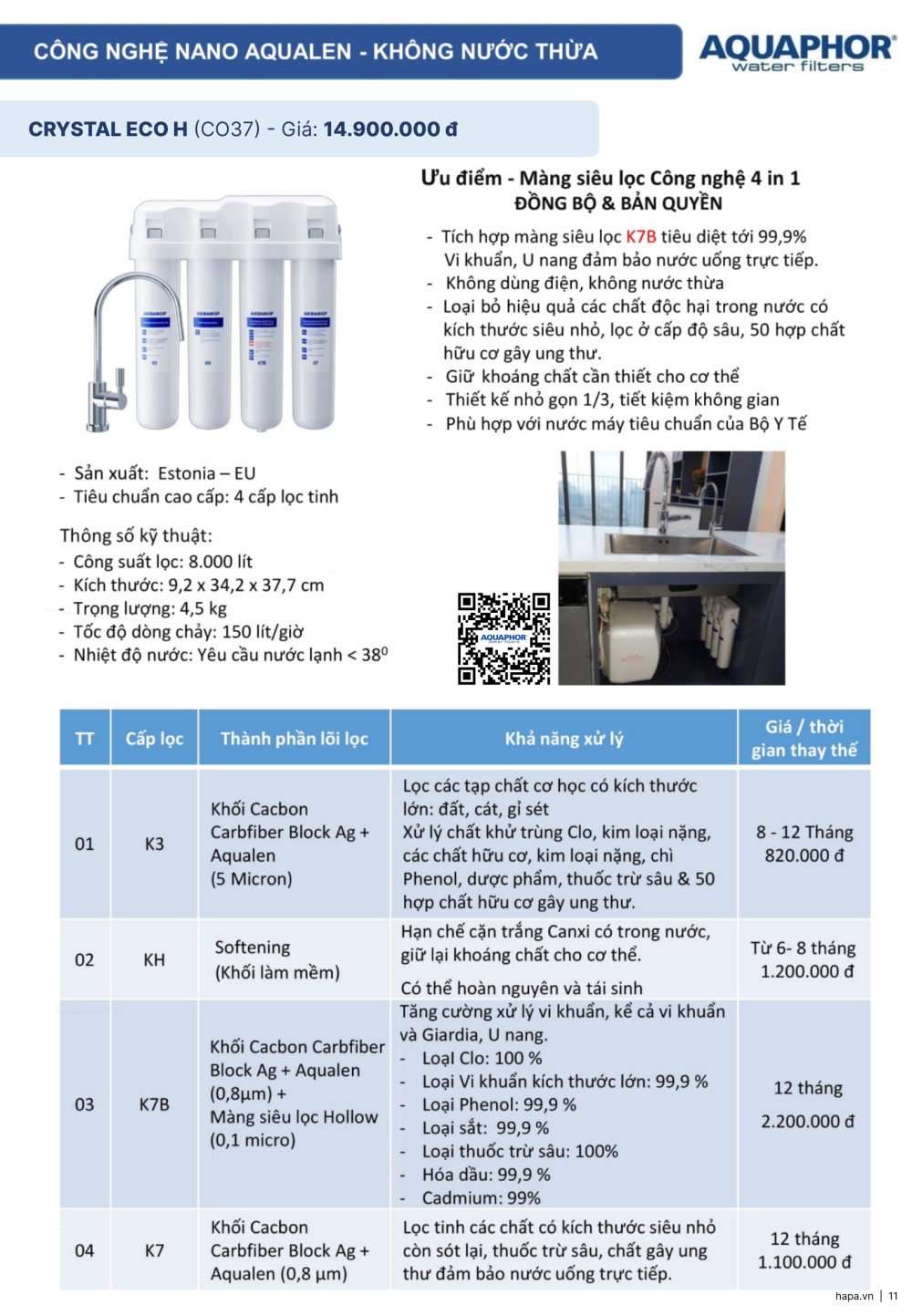 Catalog Máy Lọc Nước AQUAPHOR Châu Âu - Máy Lọc Nước AQUAPHOR CRYSTAL ECO H - Chính hãng và Giá tốt tại HAPA VN - Trang 11