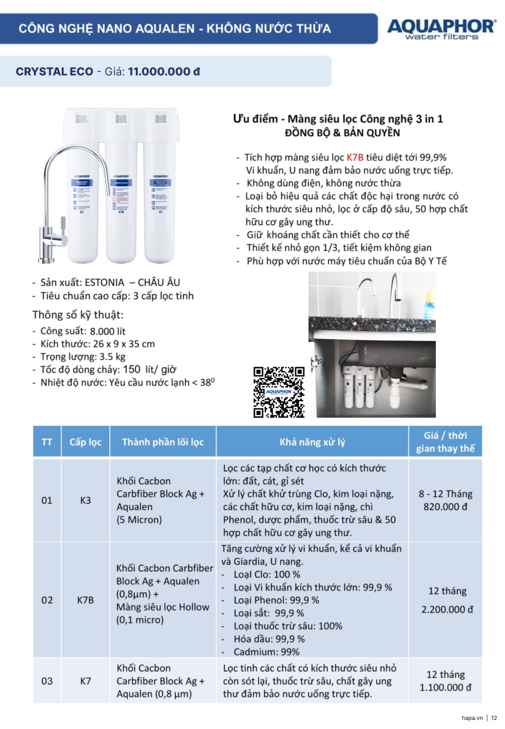Catalog Máy Lọc Nước AQUAPHOR Châu Âu - Máy Lọc Nước AQUAPHOR CRYSTAL ECO -Chính hãng và Giá tốt tại HAPA VN - Trang 12