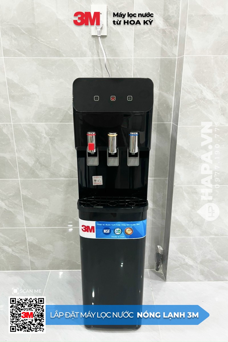 Hình ảnh thực tế Máy Lọc Nước Nóng Lạnh 3 Vòi 3M (Màu Đen) - Bộ Lọc Nhập Khẩu Mỹ tại HAPA - 01