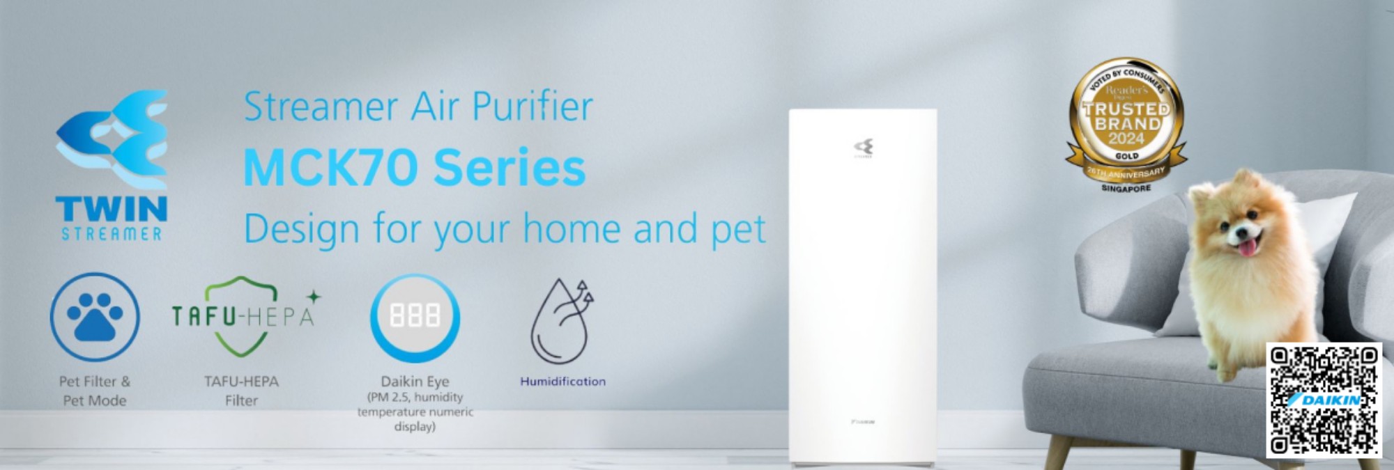 Daikin Twin Streamer Air Purifier MC70 - MCK70ZVM7-T, MCK70ZVM7-W - HAPA.VN