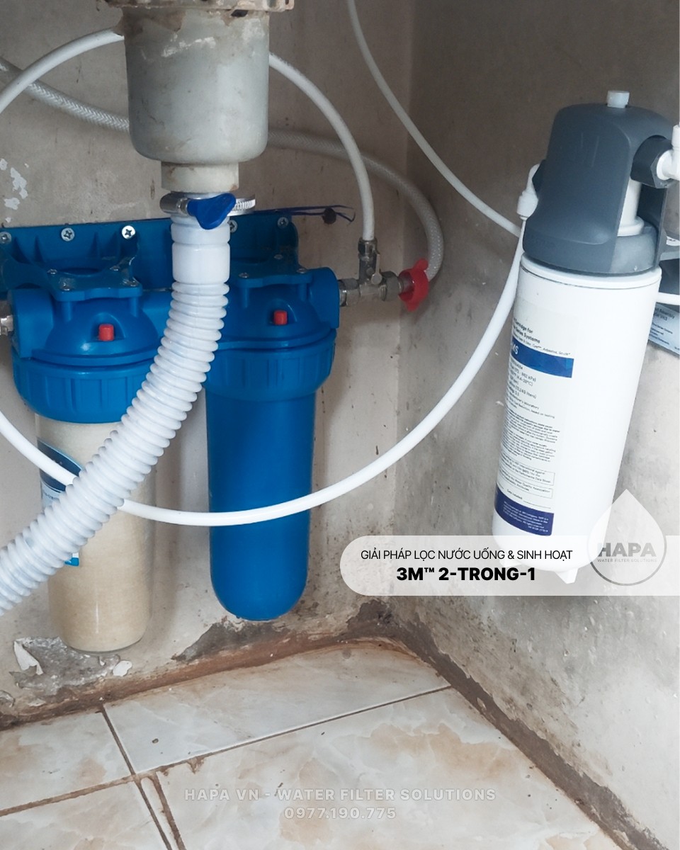 Hình ảnh lắp đặt thực tế củaCombo Máy Lọc Nước 3M 2-TRONG-1 tại Hà Nội
