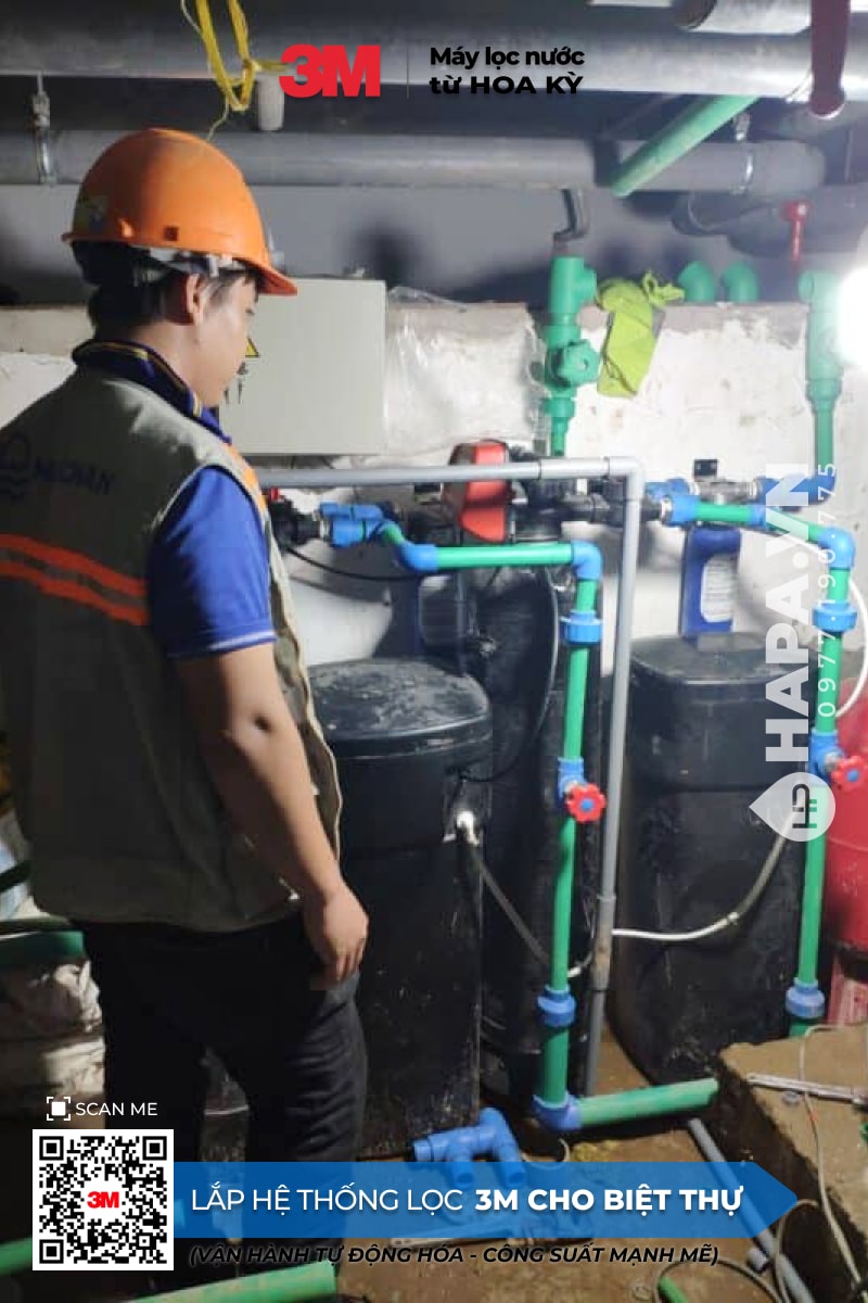 Hình ảnh lắp đặt thực tế của Hệ Thống Lọc Nước Đầu Nguồn 3M Cho Biệt Thự Riverside Retreat, Quận 2.