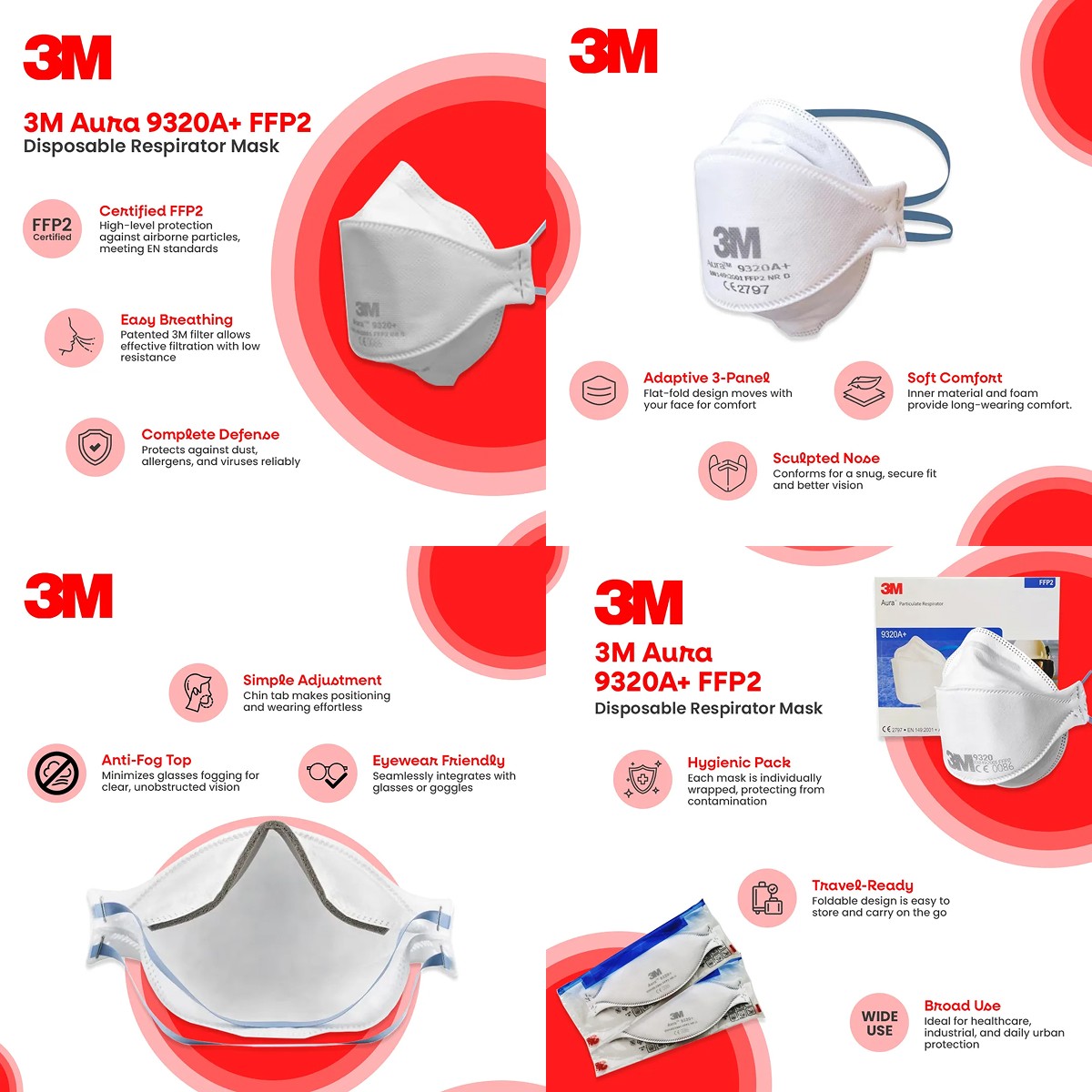 Ưu điểm nổi bật của Khẩu Trang 3M 9320A+ Aura™ Chuẩn FFP2 Châu Âu - Hàng Chính Hãng 3M