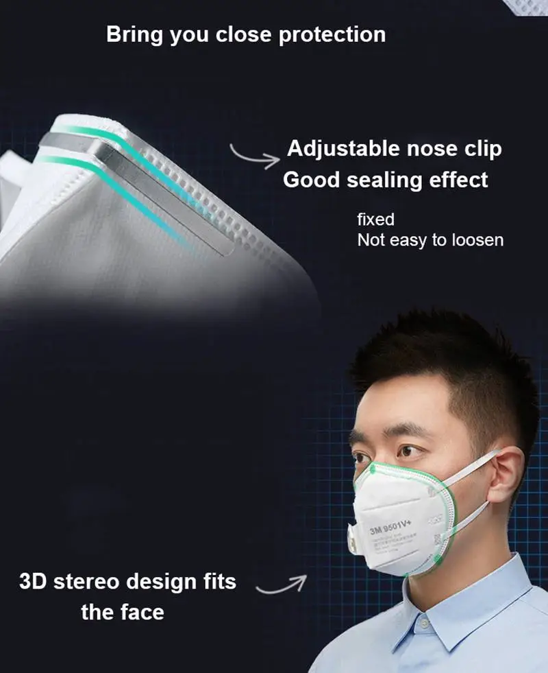 3M™ 9501V+ Particulate Respirator KN95 with Cool Flow Valve Mask Adult (9501V+)