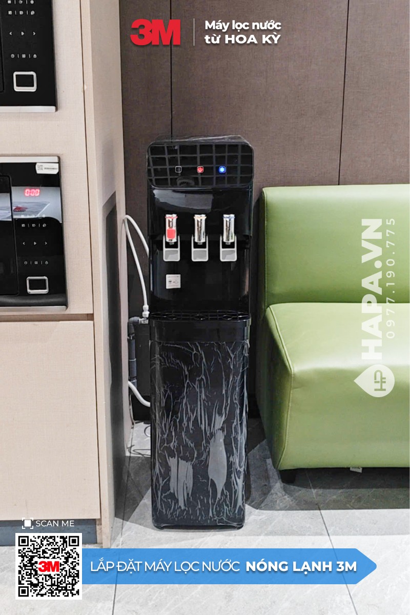 Lắp đặt cây lọc nước nóng lạnh 3 vòi màu đen tại chung cư Quận Gò Vấp - 01