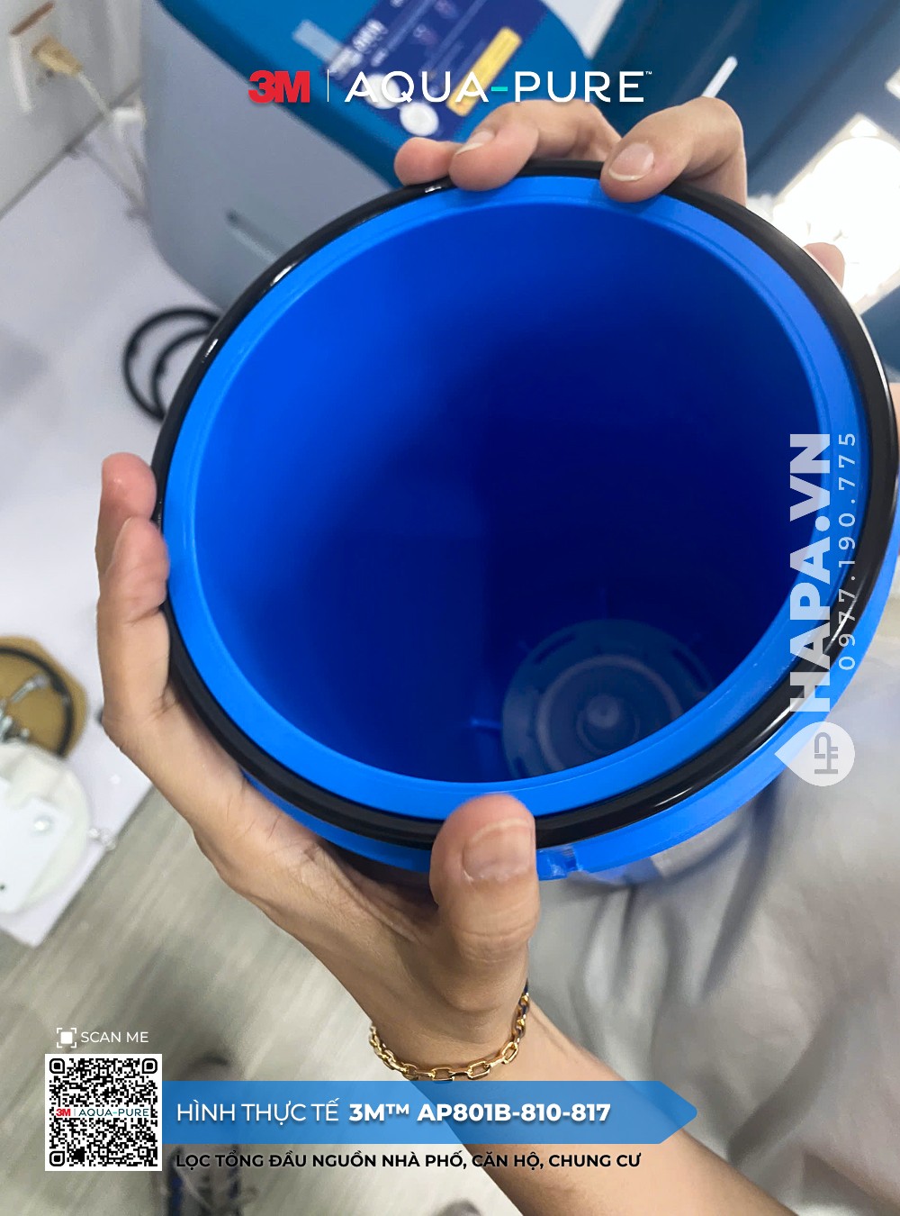 Ảnh lắp đặt thực tế của Máy lọc nước đầu nguồn 3M™ Aqua-Pure™ AP801B-810-817 sử dụng lõi PP AP810 và GAC AP817 tại HAPA VN - 04