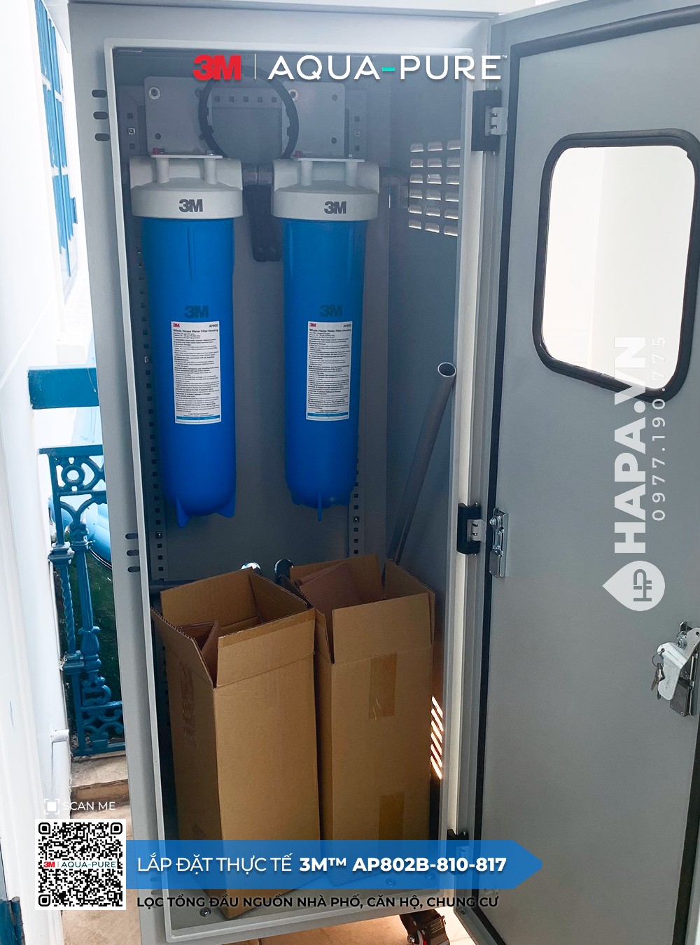 Ảnh lắp đặt thực tế của Máy lọc nước đầu nguồn 3M™ Aqua-Pure™ AP802B-810-817 sử dụng lõi PP AP810 và GAC AP817 mua tại HAPA VN - 12