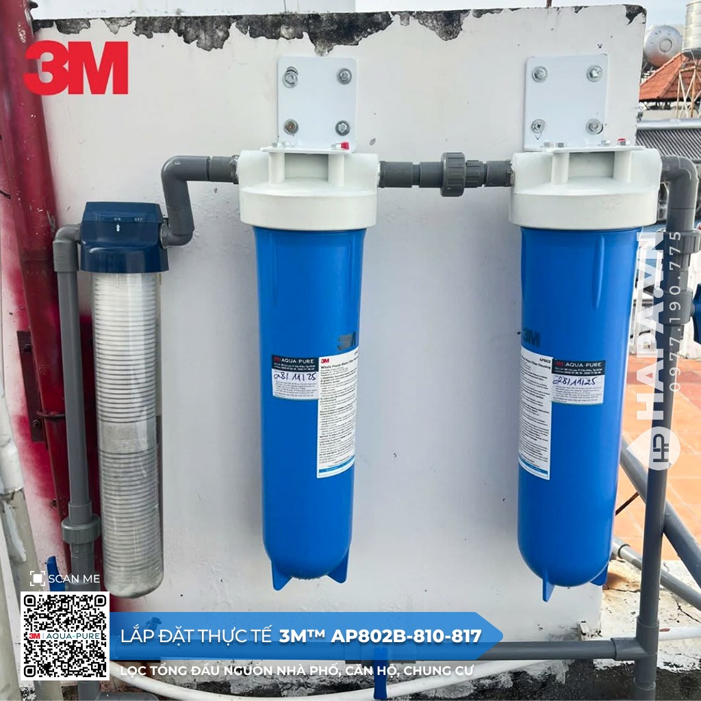 Ảnh lắp đặt thực tế của Máy lọc nước đầu nguồn 3M™ Aqua-Pure™ AP802B-810-817 sử dụng lõi PP AP810 và GAC AP817 mua tại HAPA VN - 14