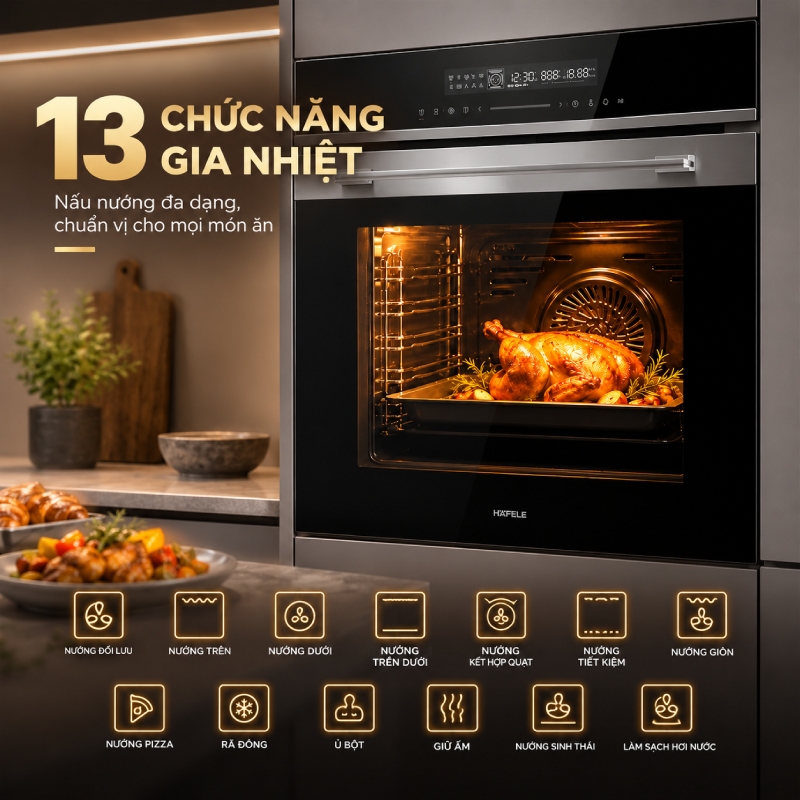 Lò Nướng Âm Tủ 72 lít Hafele HO-8T72A 13 Chức Năng Gia Nhiệt