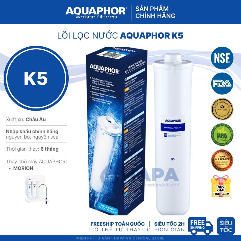 Lõi lọc AQUAPHOR K5 (Mechanical Pre-Filter)  sử dụng công nghệ NANO Aqualen