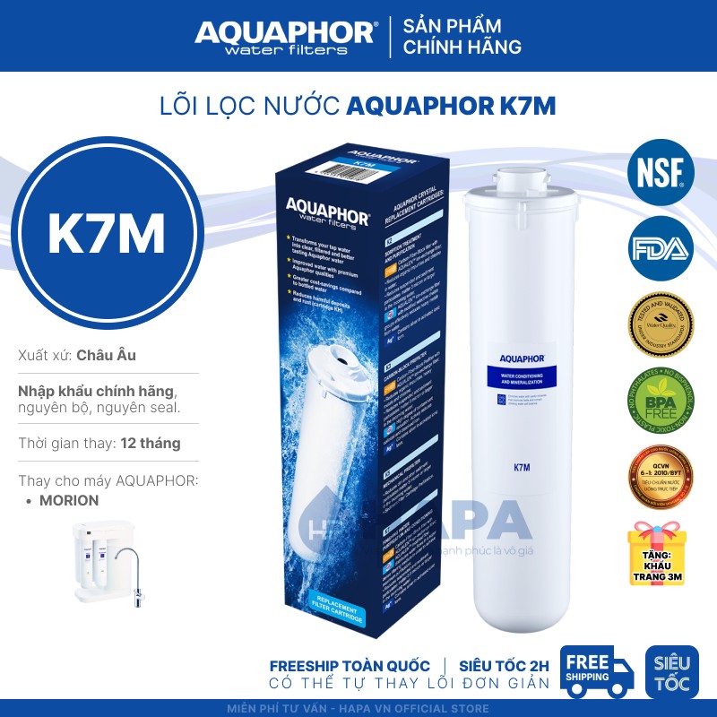 Lõi lọc AQUAPHOR K7M (Water Conditioning and Mineralisation)  sử dụng công nghệ NANO Aqualen