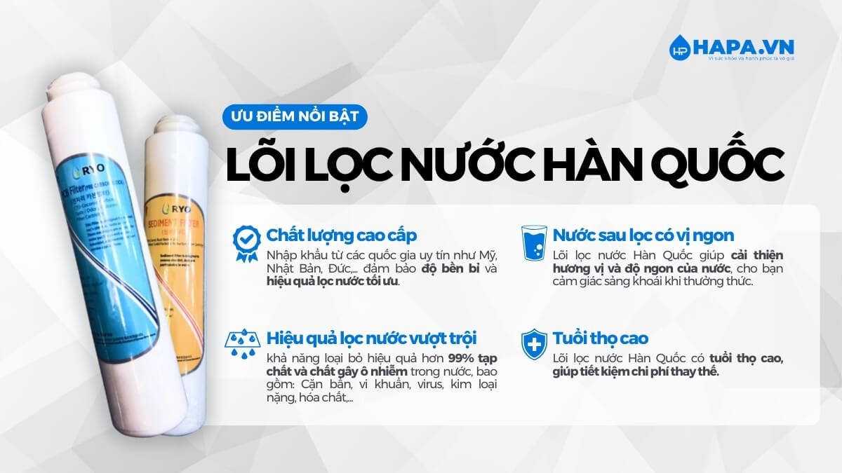Lõi lọc Hàn Quốc có nhiều ưu điểm vượt trội