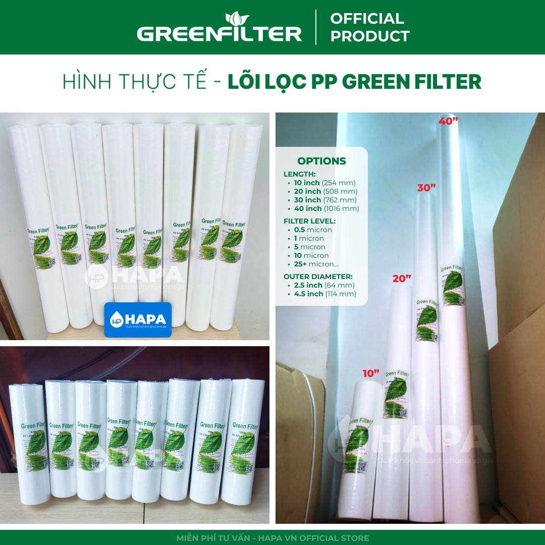 Hình thực tế của Lõi Lọc Thô 10 inch PP 100% Polypropylene - Green Filter Hàn Quốc - 2