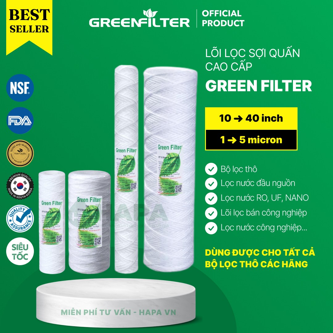 Lõi lọc sợi quấn (String Wound Filter Cartridge) 10 inch - 20 inch - 30 inch - 40 inch, cấp lọc 1 micron - 5 micron - 10 - 25 - 50 micron - chính hãng tại HAPA VN - 2