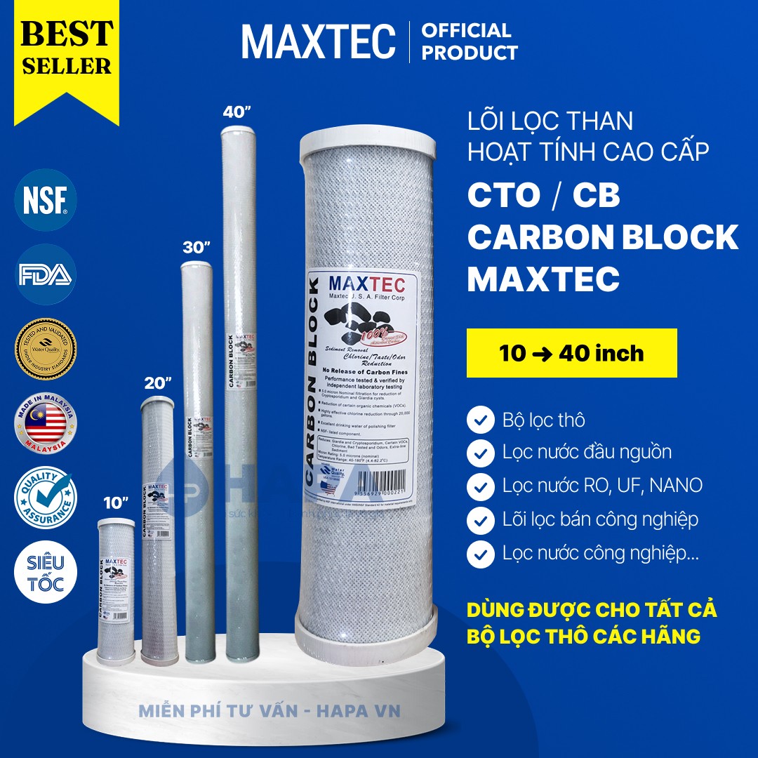 Lõi Lọc Than Hoạt Tính CTO - Carbon Block cao cấp - nhập khẩu chính hãng - 1