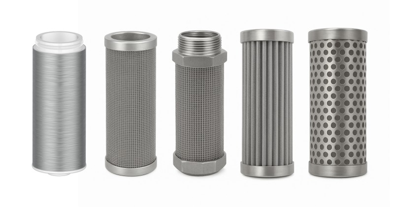 Lõi lọc Inox/Lưới kim loại làm từ thép không gỉ, đồng hoặc titan, bền cơ học, chống ăn mòn, tái sử dụng, lọc cặn thô hiệu quả, phù hợp dân dụng lẫn công nghiệp, tiết kiệm chi phí.