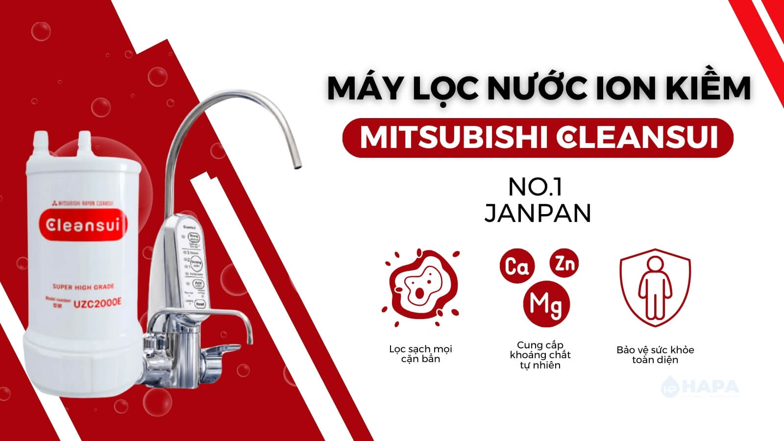 Máy lọc nước iON kiềm Mitsubishi Cleansui - Bảo vệ sức khỏe của bạn và gia đình một cách toàn diện