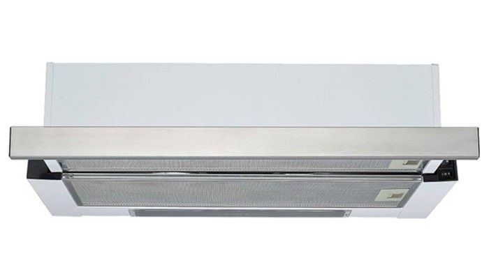Máy hút mùi âm tủ Canzy CZ-6002 SYP sở hữu kích thước ngang 600 mm bằng chất liệu inox phối kính bạc lắp giấu tủ bếp tiện lợi