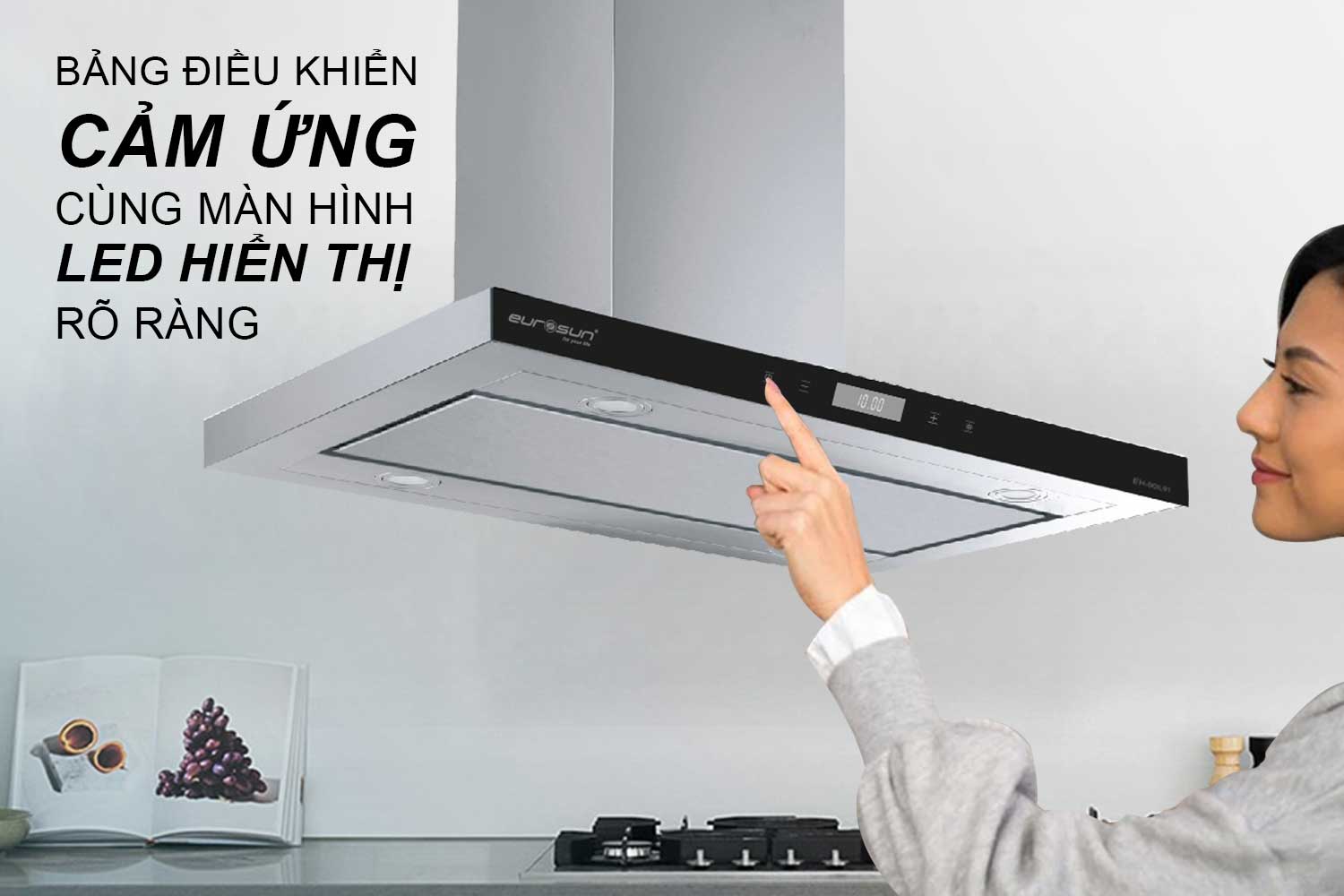Máy Hút Mùi Đảo EUROSUN EH-90IL91 Công Suất 1200m³/h Treo Độc Lập