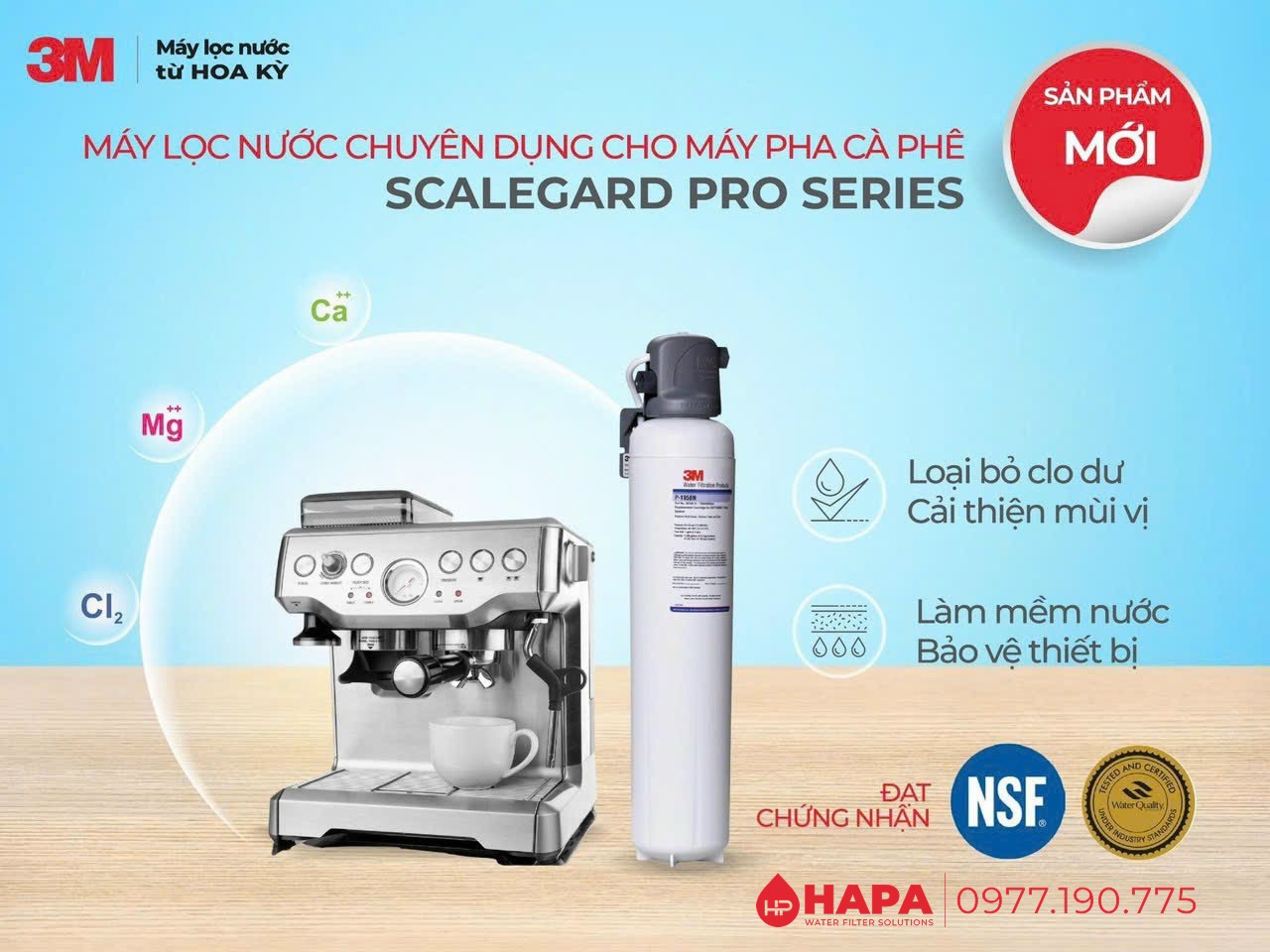 Máy Lọc Nước 3M Cho Máy Pha Cà Phê cao cấp - 3M SCALEGARD PRO - Làm mềm nước, loại bỏ clo, cặn canxi, magie... bảo vệ thiết bị cao cấp.