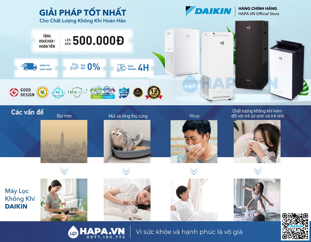 Máy Lọc Không Khí DAIKIN được Nhập khẩu nguyên bộ 100%, Dịch vụ chính hãng, Dễ dàng lắp đặt và Chất lượng hoàn toàn tin cậy khi mua tại HAPA.VN