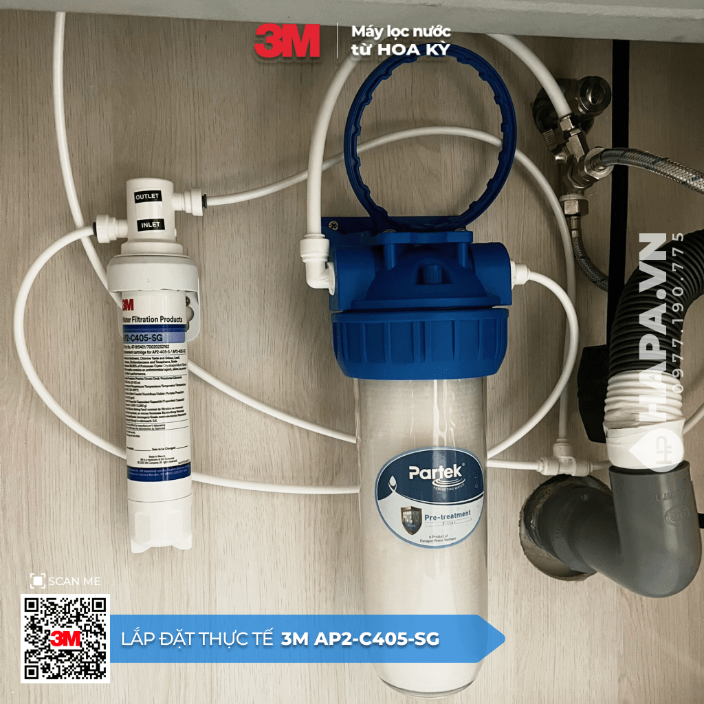 Hình ảnh lắp đặt thực tế Máy Lọc Nước Tủ Lạnh 3M AP2-C405-SG Mini Filter 