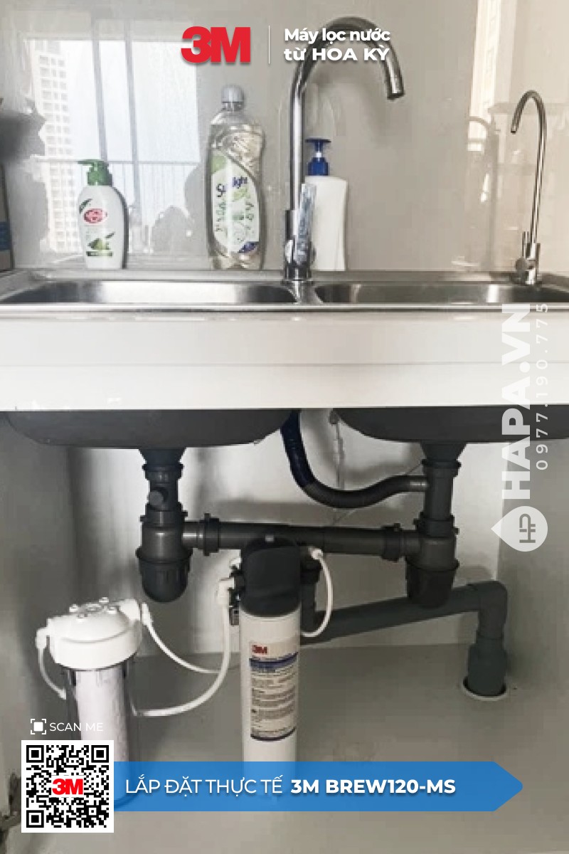 Hình ảnh lắp đặt thực tế của Máy Lọc Nước 3M BREW120-MS tại Làng Châu Âu, Sơn Trà, Đà Nẵng