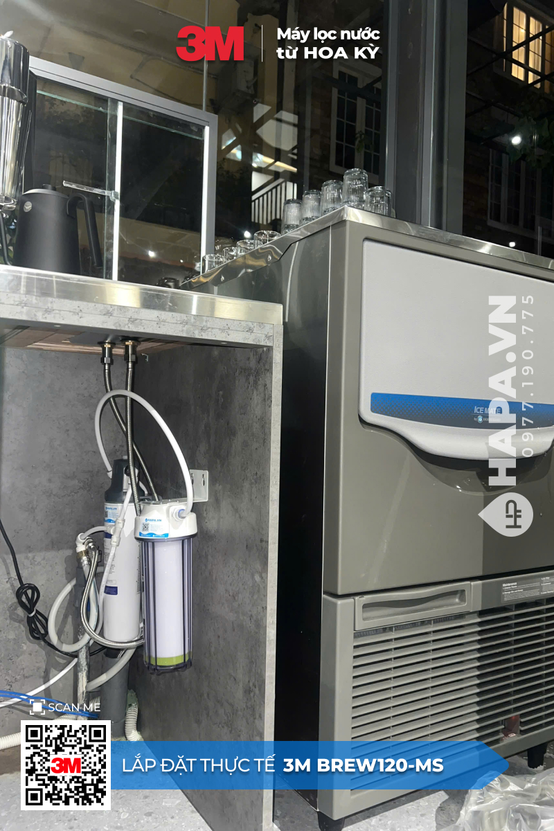 Hình ảnh lắp đặt thực tế của Máy Lọc Nước 3M BREW120-MS lắp đặt tại quán cafe, quận 2, TP HCM - 1