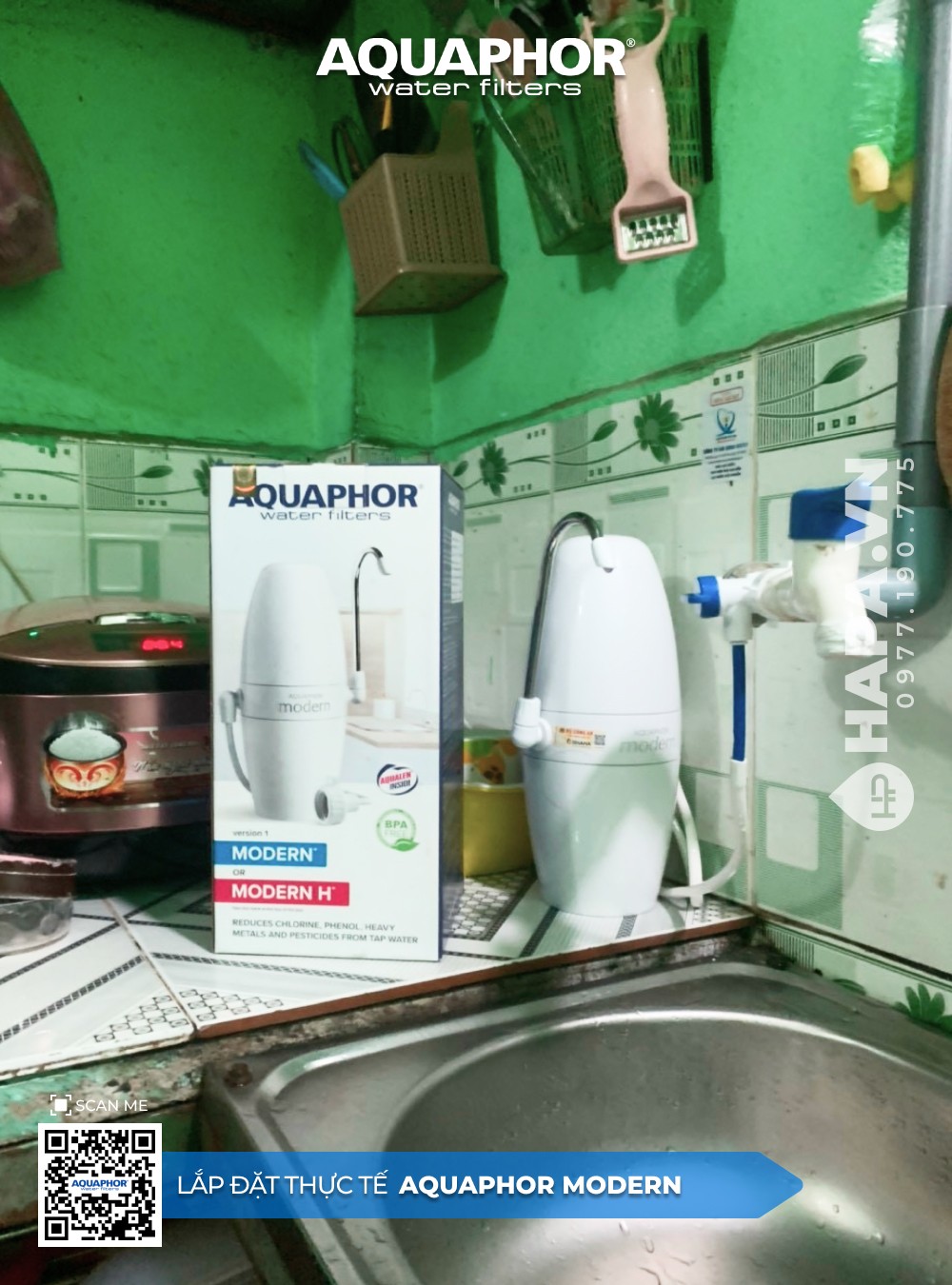 Hình ảnh lắp đặt Máy Lọc Nước Để Bàn AQUAPHOR MODERN tại Căn Hộ The Flemington, Quận 11 Tp Hồ Chí Minh