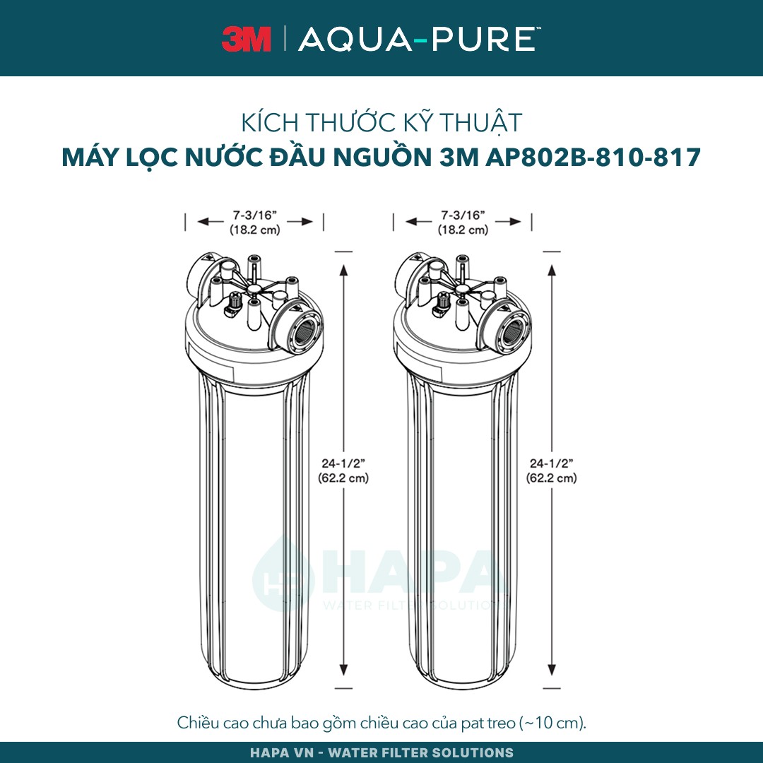Kích thước kỹ thuật của 3M™ Aqua-Pure™ AP802B-810-817 20 inch Big Blue