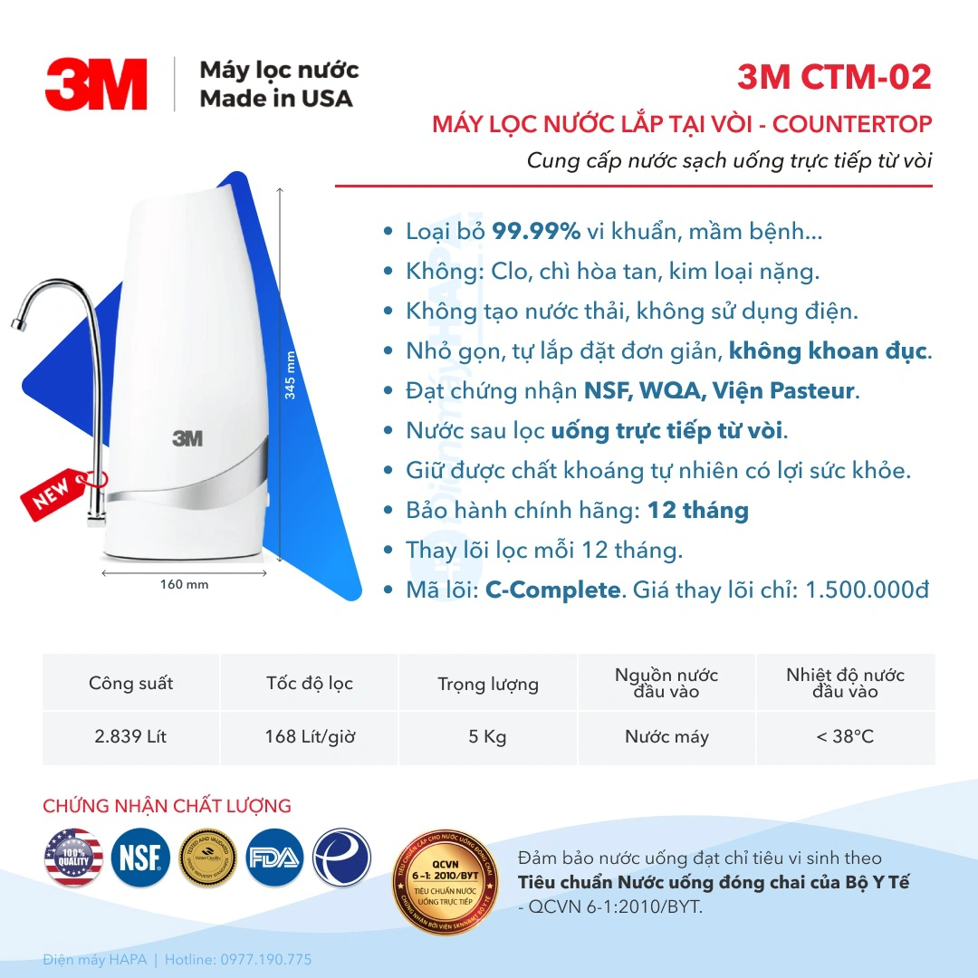 Máy Lọc Nước Uống Để Bàn 3M CTM-02