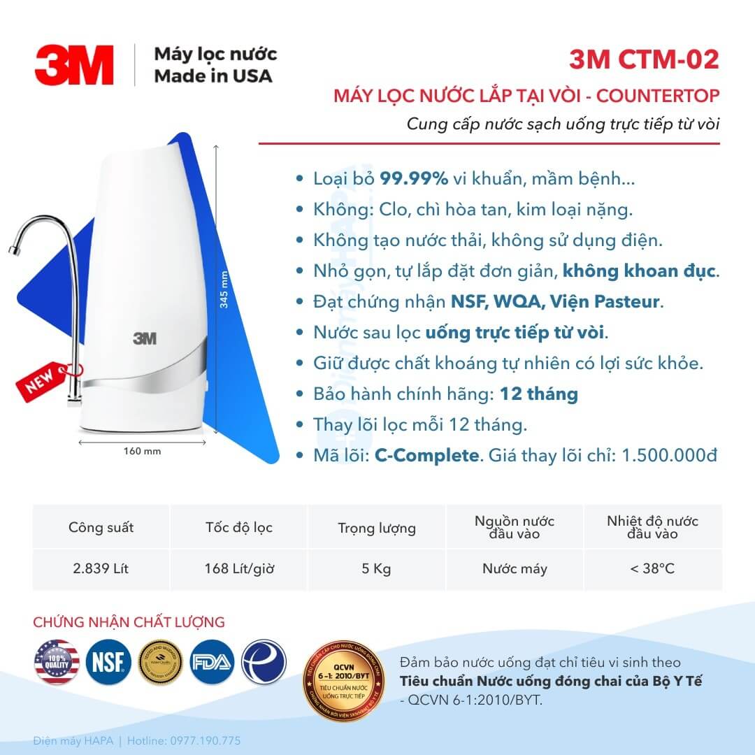 Máy lọc nước nhỏ gọn, phù hợp với mọi không gian sống