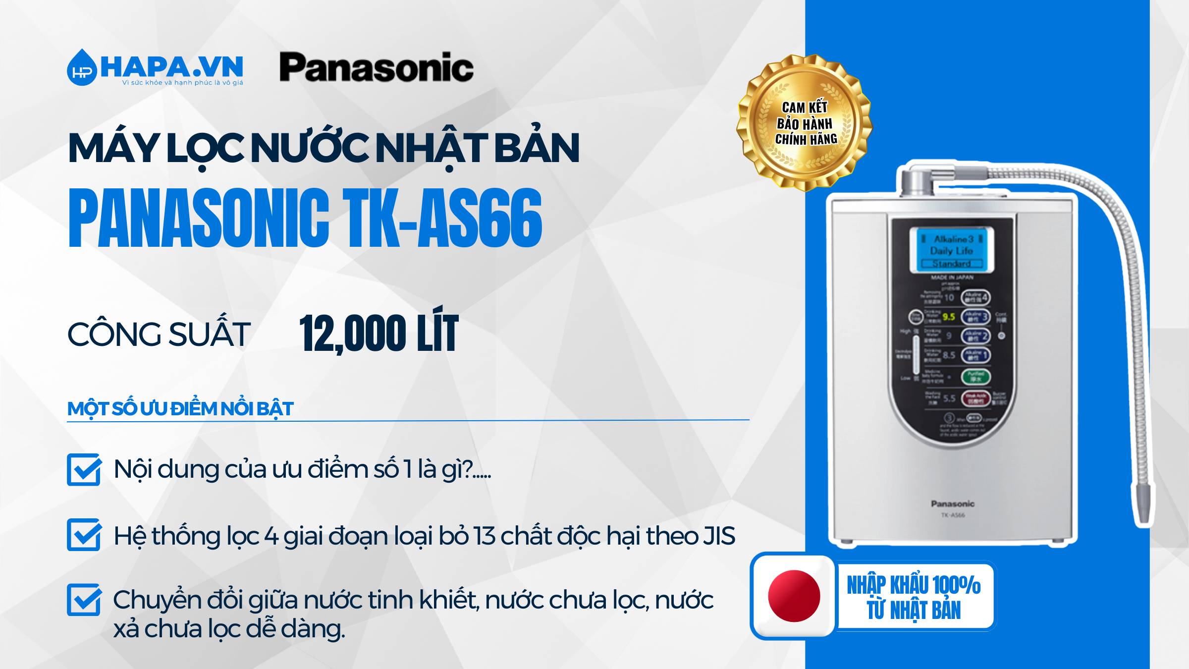Máy Lọc Nước Nhật Bản - PANASONIC TK-AS66